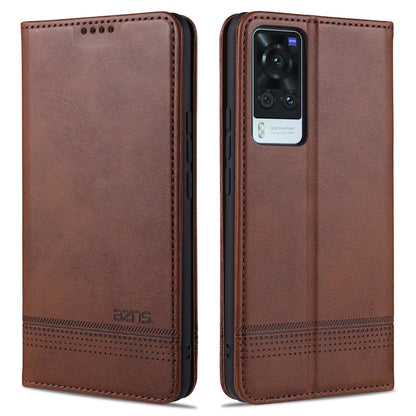 AZNS Auto-absorbed Magnetic Stand Wallet Leather Mobile Shell Case for vivo X60 5G