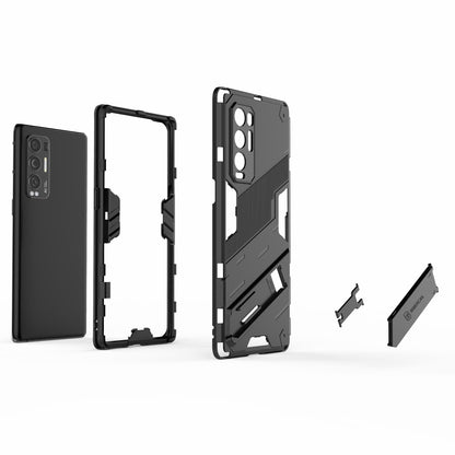 PC + TPU Hybrid Phone Case Back Cover Protector with Kickstand for Oppo Reno5 Pro+ 5G