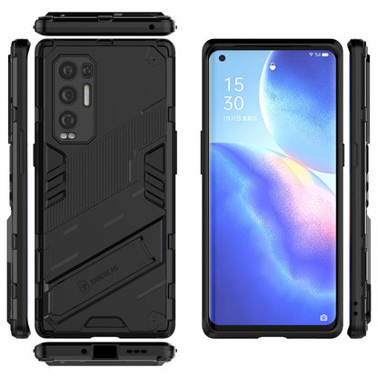 PC + TPU Hybrid Phone Case Back Cover Protector with Kickstand for Oppo Reno5 Pro+ 5G