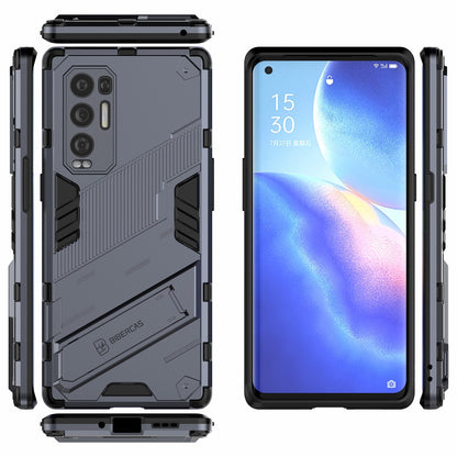 PC + TPU Hybrid Phone Case Back Cover Protector with Kickstand for Oppo Reno5 Pro+ 5G