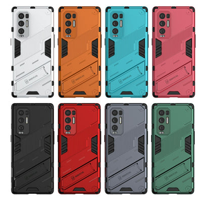 PC + TPU Hybrid Phone Case Back Cover Protector with Kickstand for Oppo Reno5 Pro+ 5G