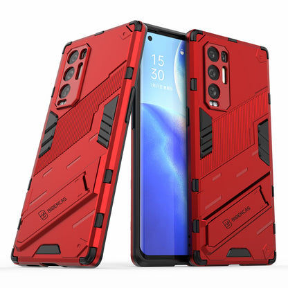 PC + TPU Hybrid Phone Case Back Cover Protector with Kickstand for Oppo Reno5 Pro+ 5G