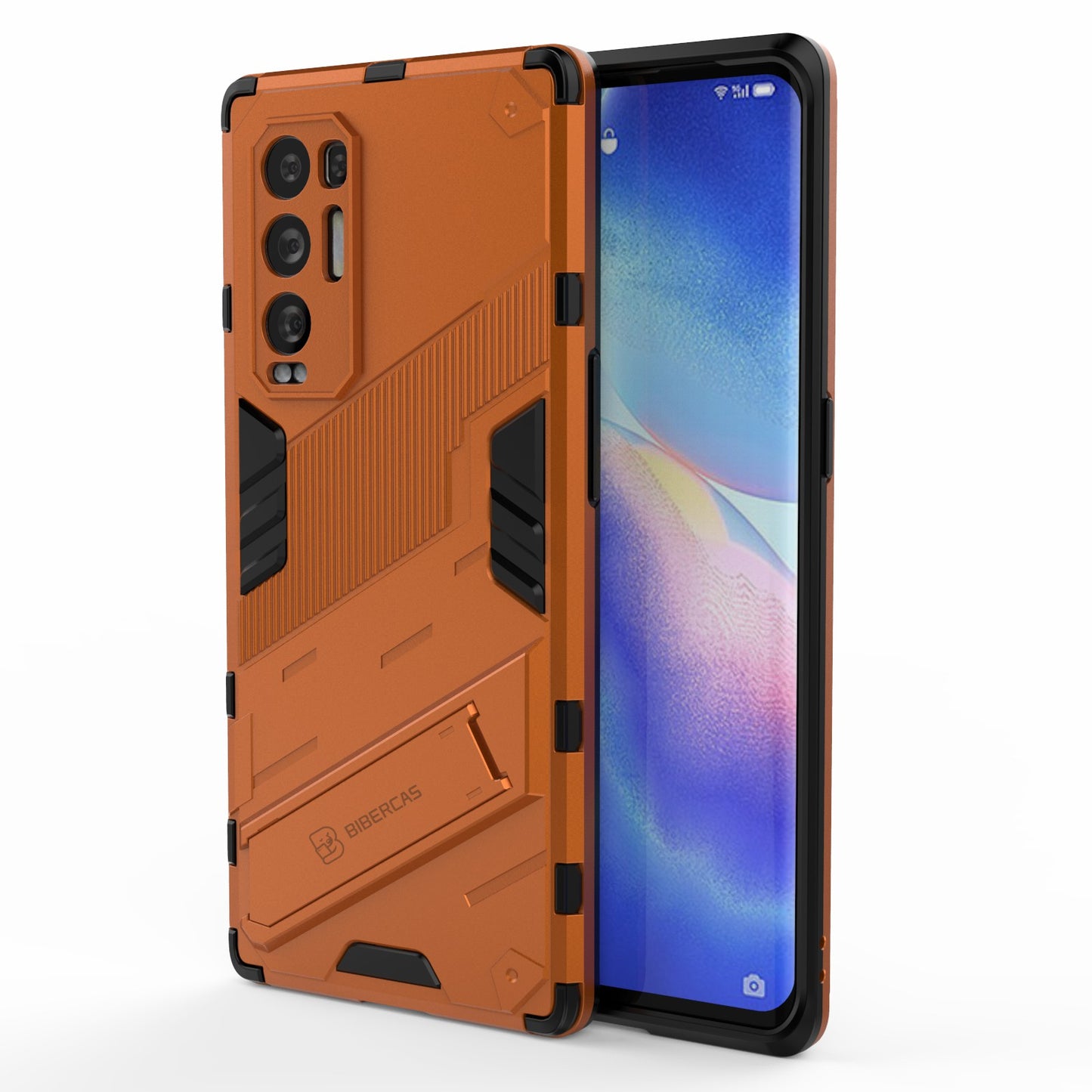 PC + TPU Hybrid Phone Case Back Cover Protector with Kickstand for Oppo Reno5 Pro+ 5G