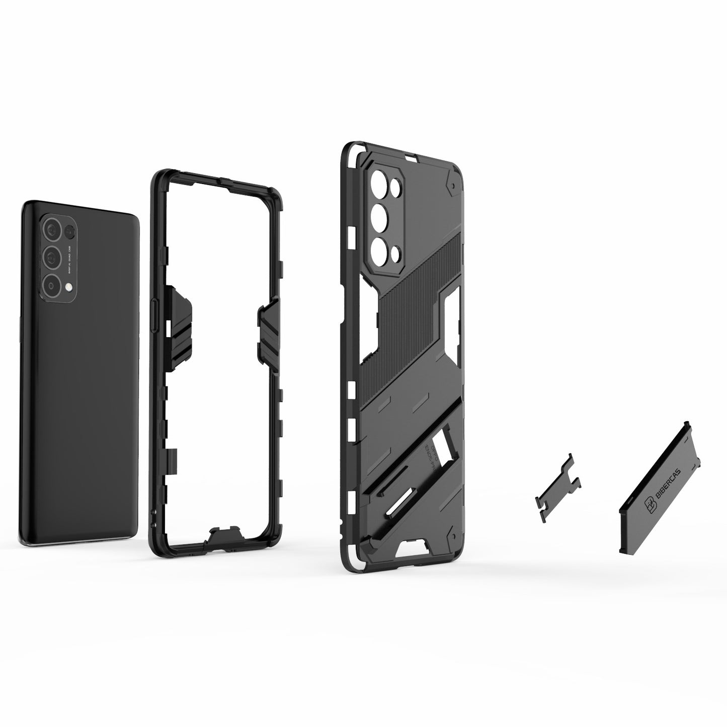 Shockproof PC + TPU Hybrid Phone Case Cover with Kickstand for Oppo Reno5 Pro 5G