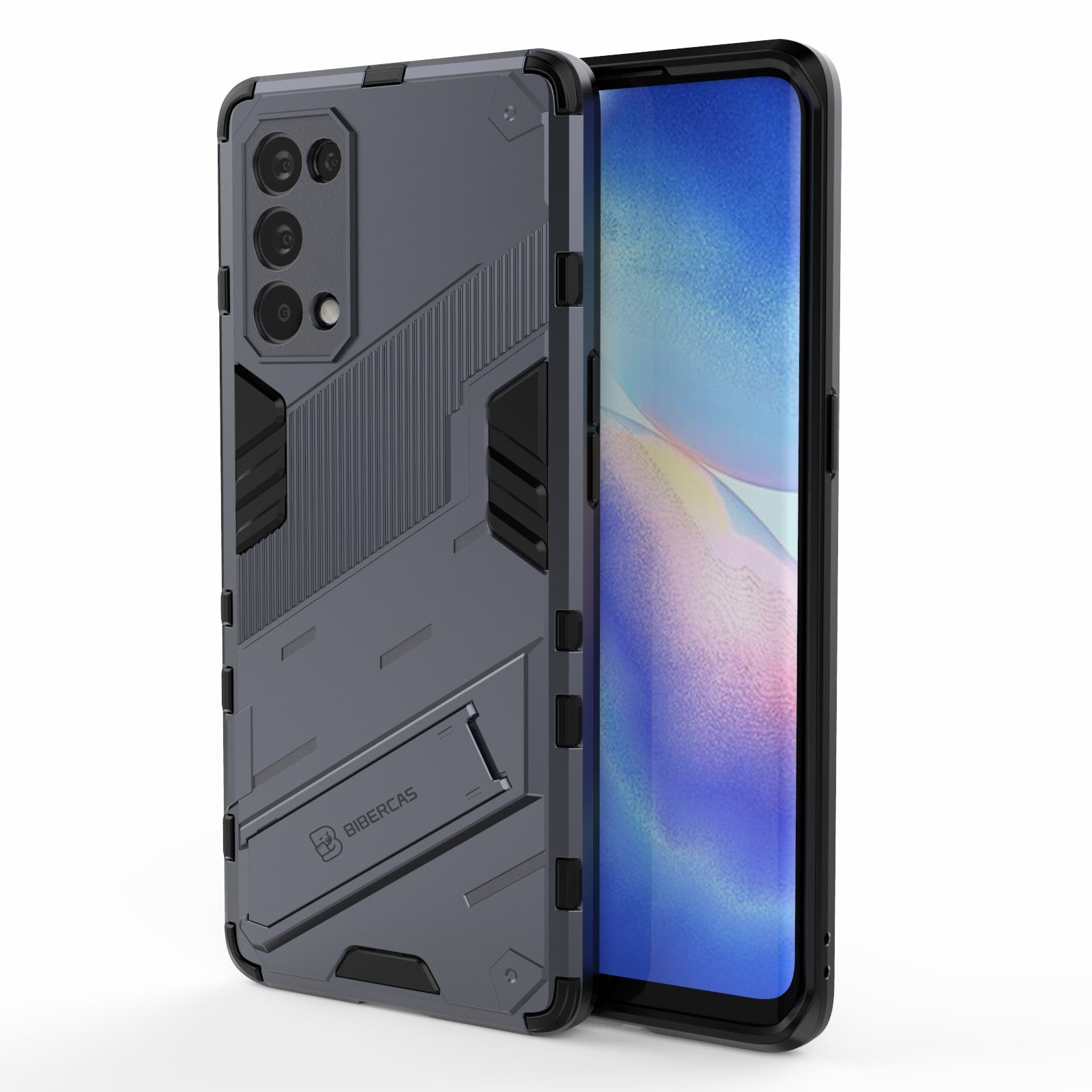 Shockproof PC + TPU Hybrid Phone Case Cover with Kickstand for Oppo Reno5 Pro 5G