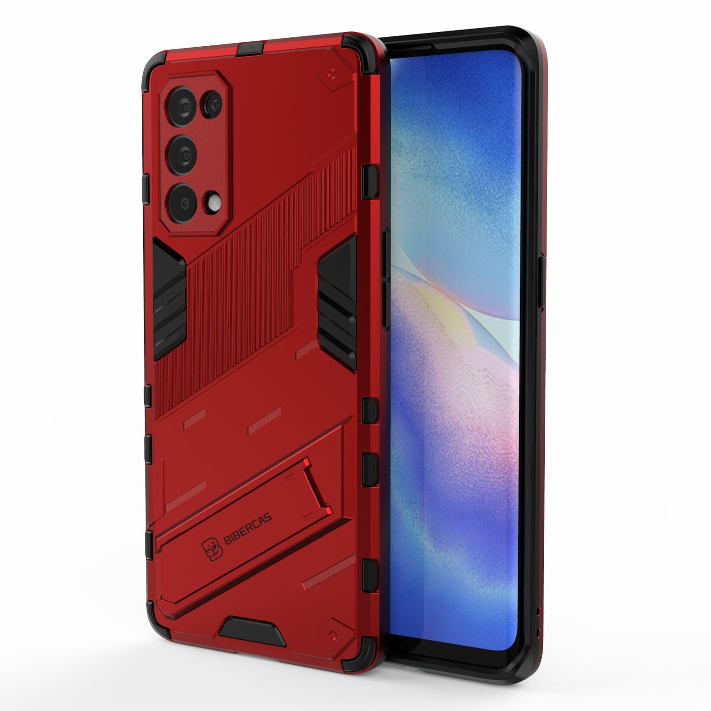 Shockproof PC + TPU Hybrid Phone Case Cover with Kickstand for Oppo Reno5 Pro 5G