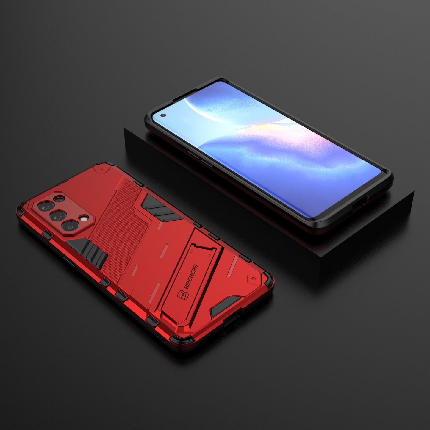 Shockproof PC + TPU Hybrid Phone Case Cover with Kickstand for Oppo Reno5 Pro 5G