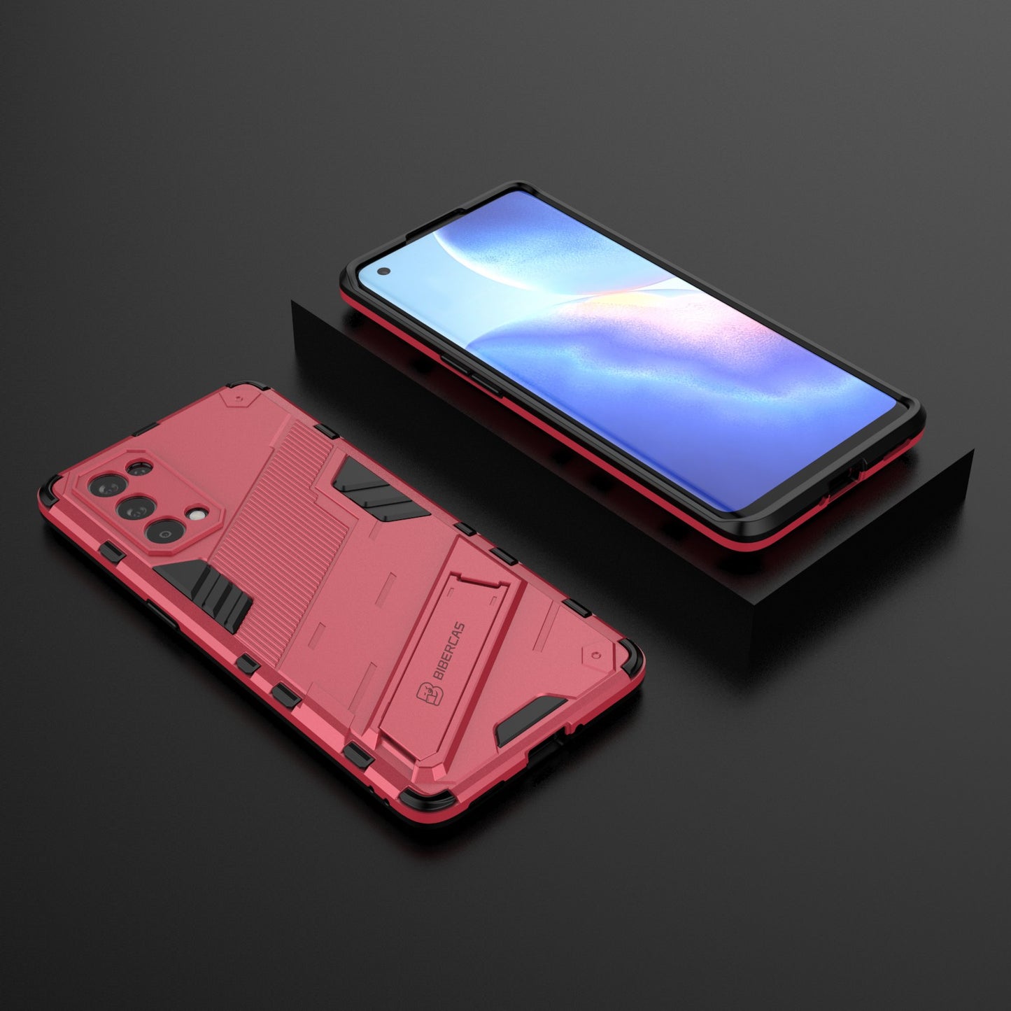 Shockproof PC + TPU Hybrid Phone Case Cover with Kickstand for Oppo Reno5 Pro 5G