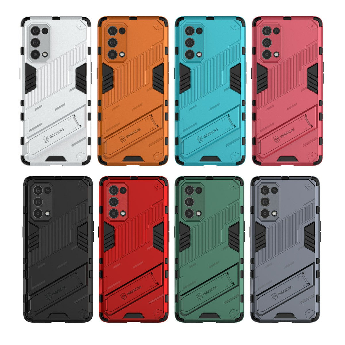 Shockproof PC + TPU Hybrid Phone Case Cover with Kickstand for Oppo Reno5 Pro 5G