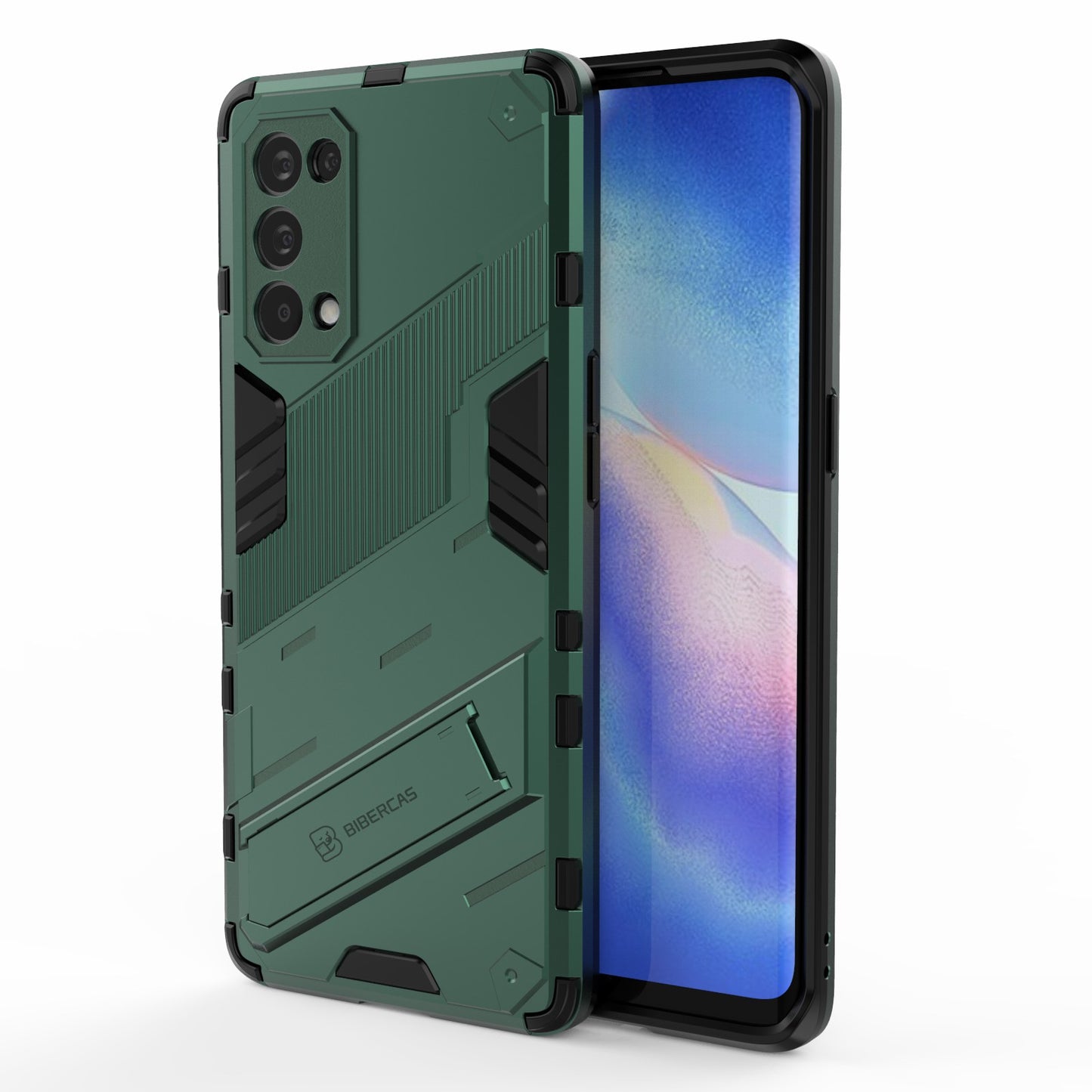 Shockproof PC + TPU Hybrid Phone Case Cover with Kickstand for Oppo Reno5 Pro 5G