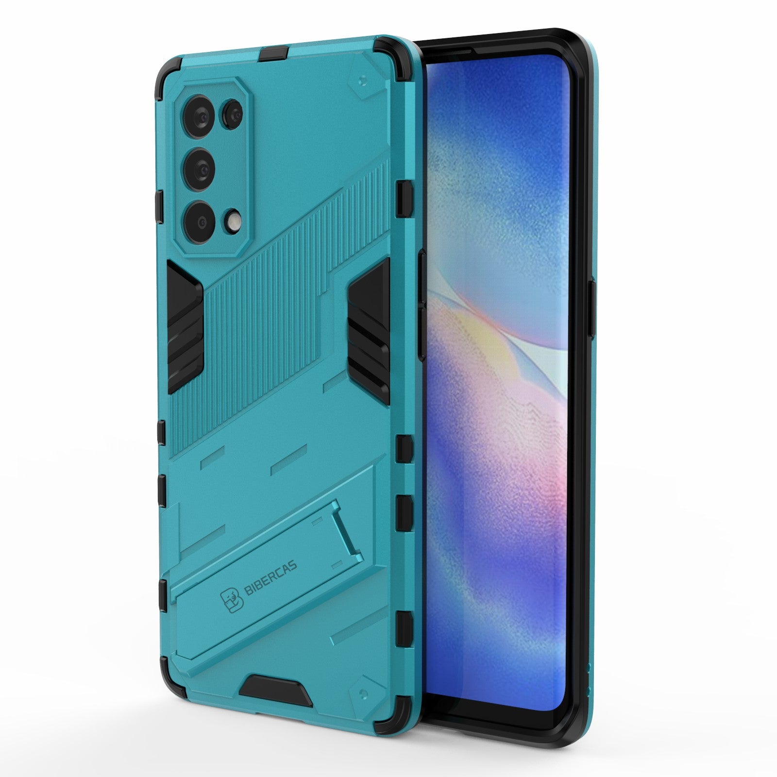 Shockproof PC + TPU Hybrid Phone Case Cover with Kickstand for Oppo Reno5 Pro 5G