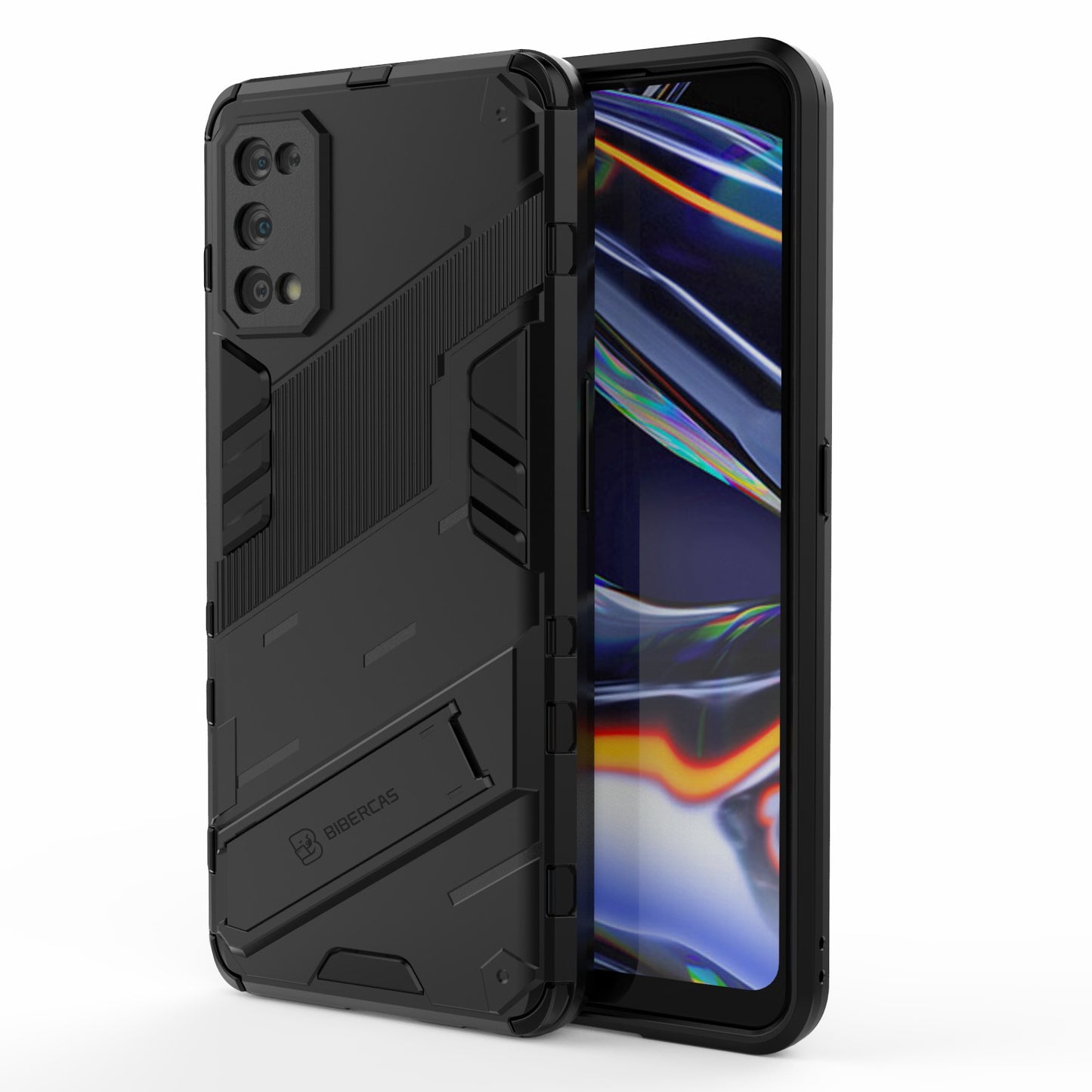 Shockproof PC + TPU Hybrid Phone Case Cover with Kickstand for Realme 7 Pro