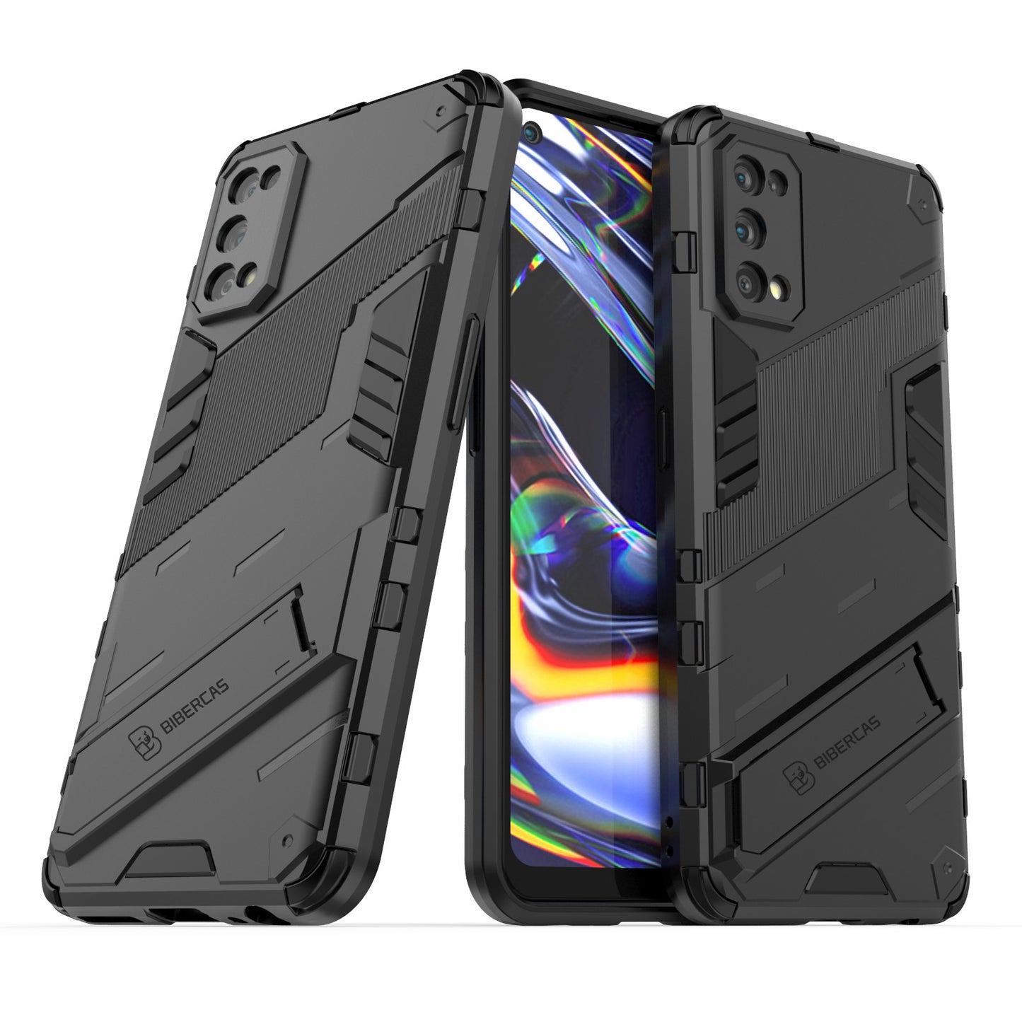 Shockproof PC + TPU Hybrid Phone Case Cover with Kickstand for Realme 7 Pro