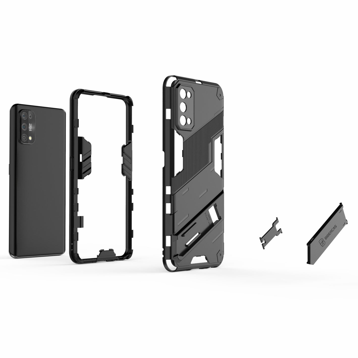 Shockproof PC + TPU Hybrid Phone Case Cover with Kickstand for Realme 7 Pro