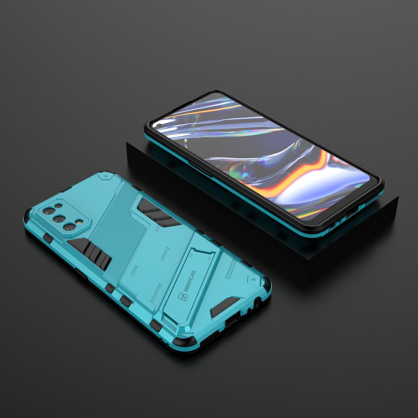 Shockproof PC + TPU Hybrid Phone Case Cover with Kickstand for Realme 7 Pro