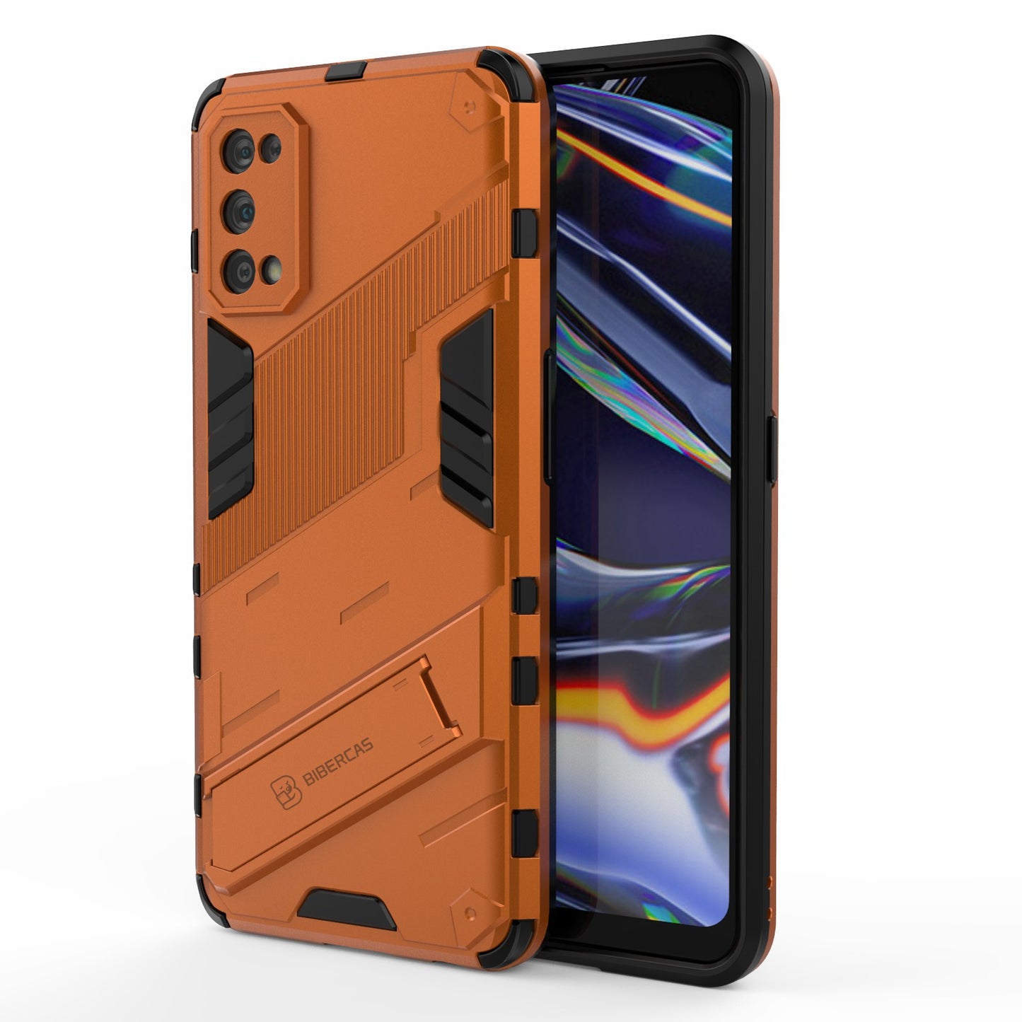 Shockproof PC + TPU Hybrid Phone Case Cover with Kickstand for Realme 7 Pro