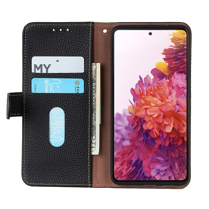 KHAZNEH Wallet Phone Case for Oppo Reno5 5G/Reno5 4G/Reno5 K/Find X3 Lite Genuine Leather Phone Cover Drop-proof Litchi Texture Flip Protector with Stand