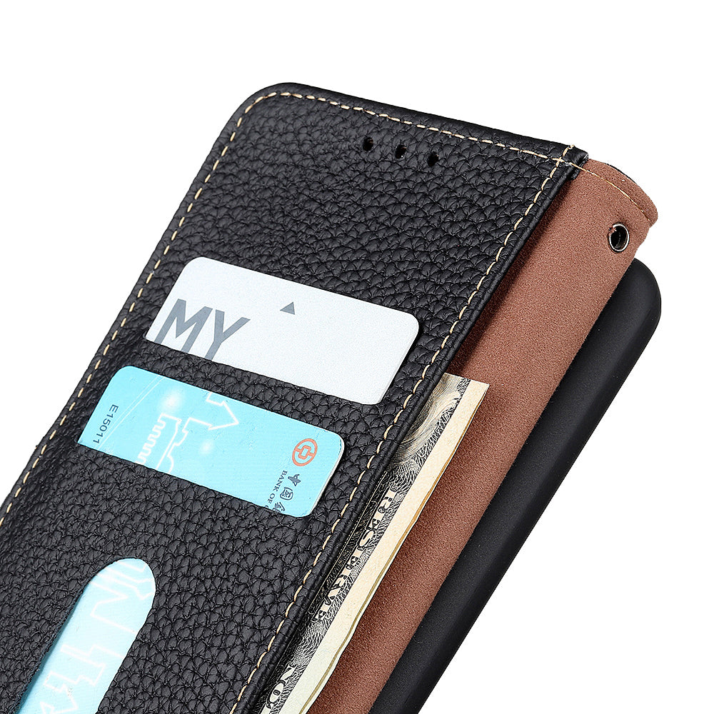 KHAZNEH Wallet Phone Case for Oppo Reno5 5G/Reno5 4G/Reno5 K/Find X3 Lite Genuine Leather Phone Cover Drop-proof Litchi Texture Flip Protector with Stand