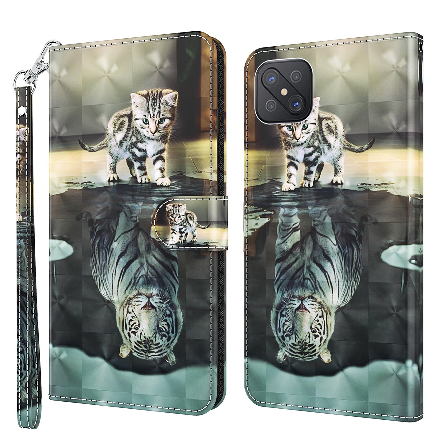 Pattern Printing Wallet Stand PU Leather Phone Protection Cover Shell for Oppo Reno4 Z 5G / A92s