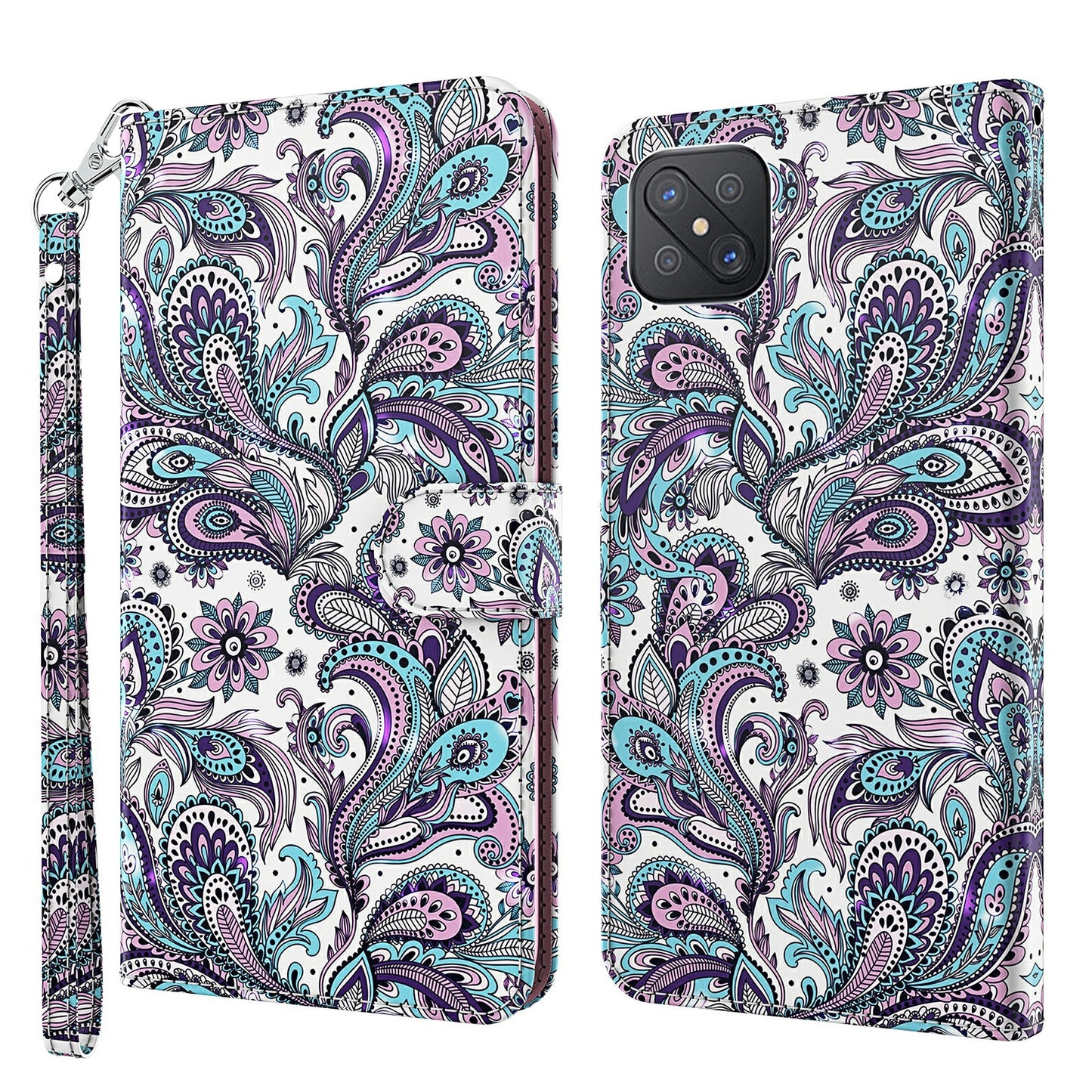 Pattern Printing Wallet Stand PU Leather Phone Protection Cover Shell for Oppo Reno4 Z 5G / A92s