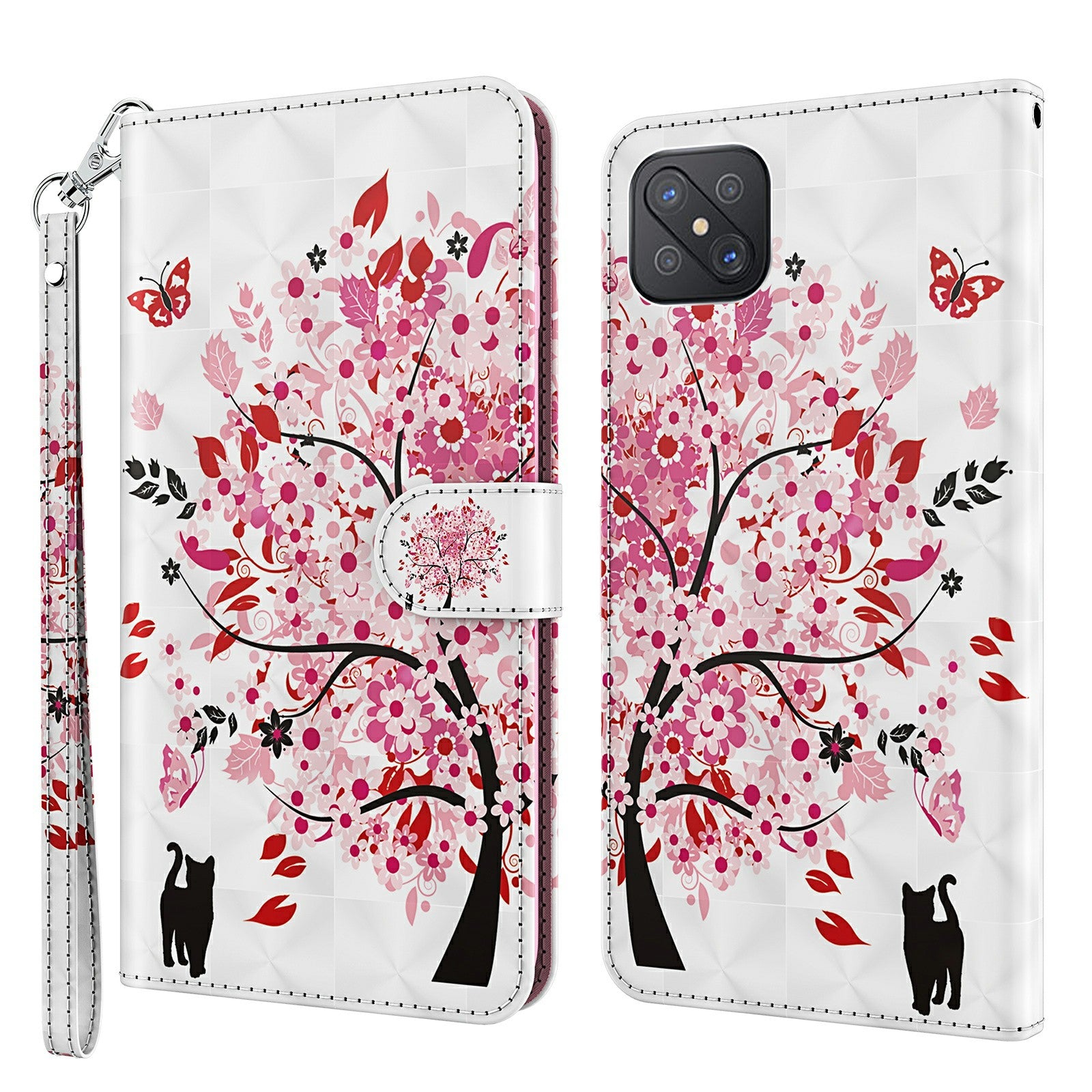 Pattern Printing Wallet Stand PU Leather Phone Protection Cover Shell for Oppo Reno4 Z 5G / A92s