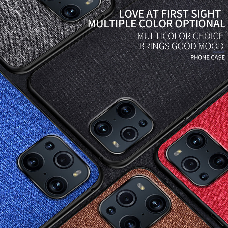 Full Protection Cloth Coated TPU + PC Hybrid Phone Case Cover for Oppo Find X3