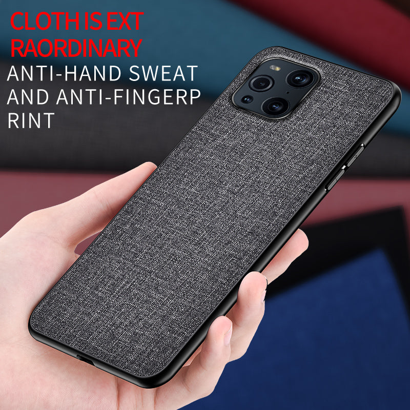 Full Protection Cloth Coated TPU + PC Hybrid Phone Case Cover for Oppo Find X3