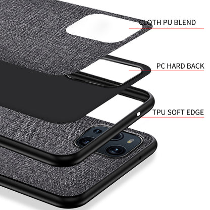 Full Protection Cloth Coated TPU + PC Hybrid Phone Case Cover for Oppo Find X3