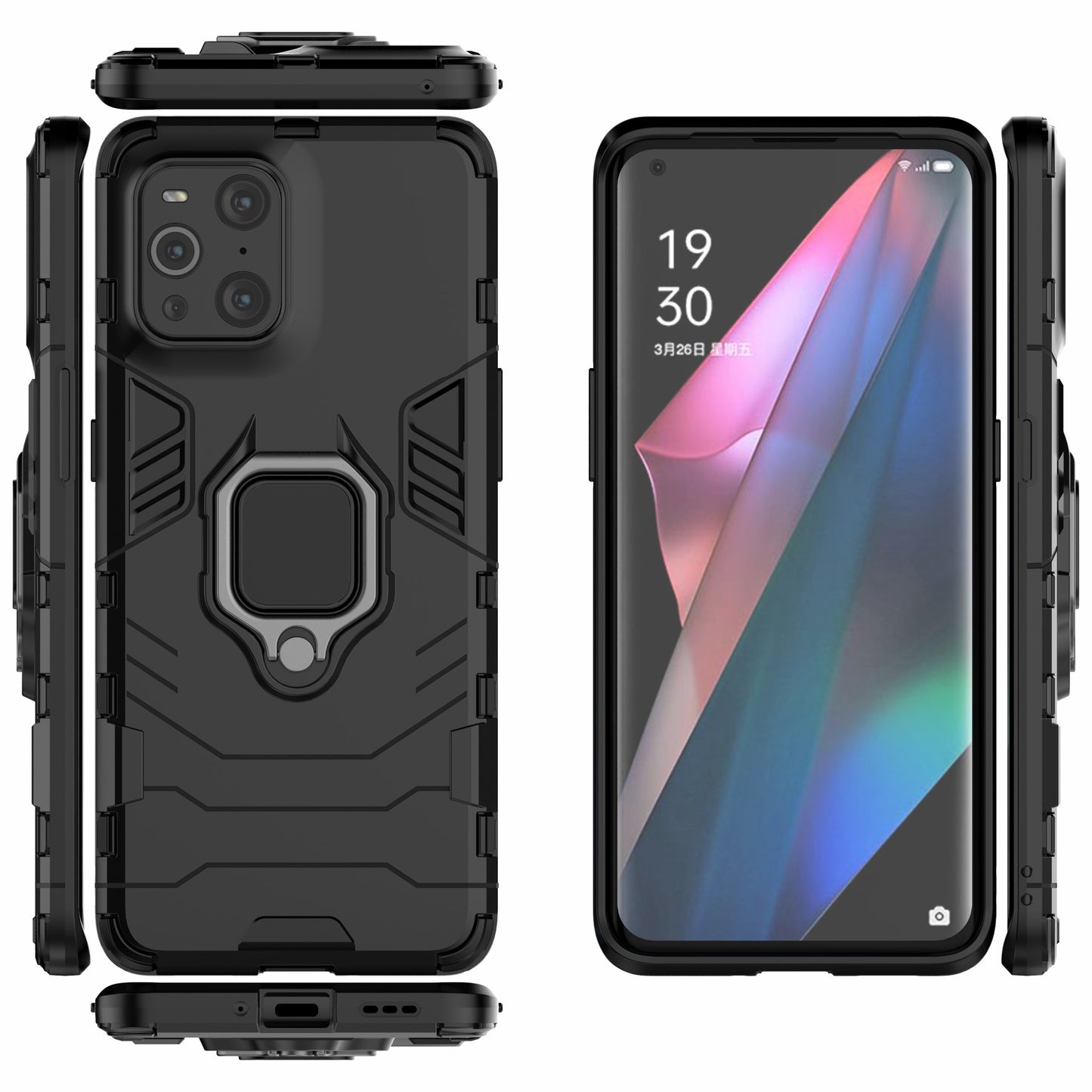 Cool Guard PC + TPU Combo Kickstand Hybrid Phone Cover Case for Oppo Find X3/X3 Pro