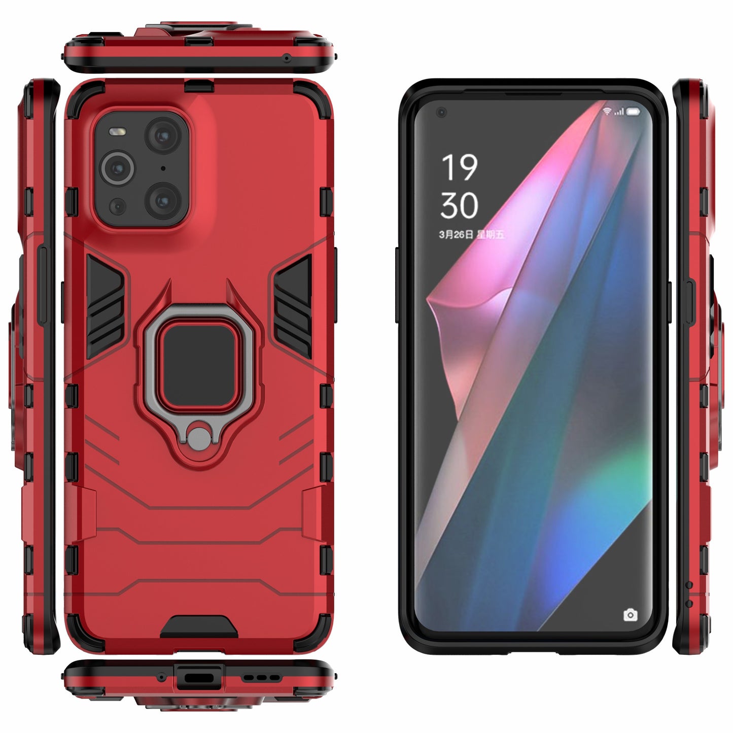 Cool Guard PC + TPU Combo Kickstand Hybrid Phone Cover Case for Oppo Find X3/X3 Pro