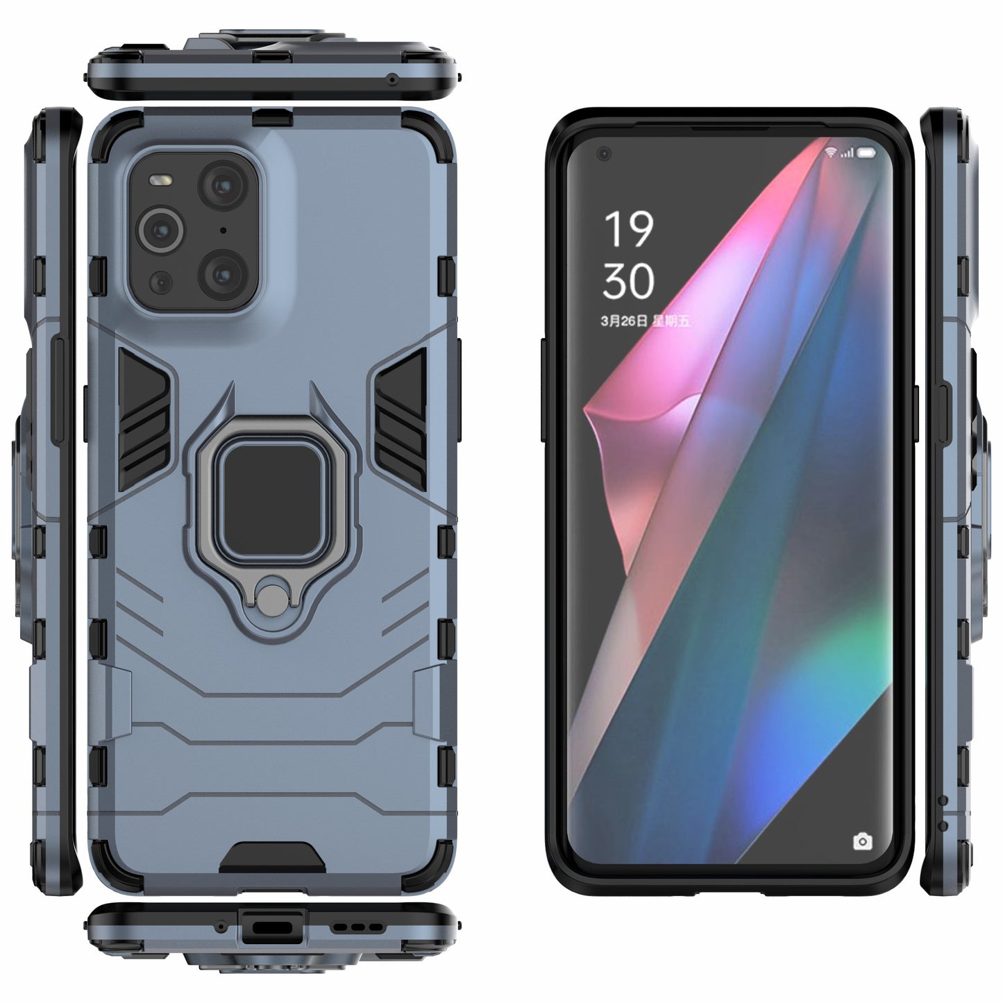 Cool Guard PC + TPU Combo Kickstand Hybrid Phone Cover Case for Oppo Find X3/X3 Pro