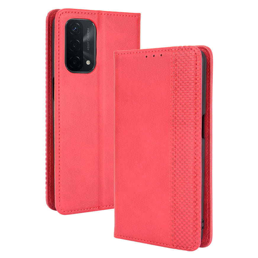 Magnetic Vintage Style Phone Case Wallet Stand Leather Cover for Oppo A93 5G / A74 5G / A54 5G