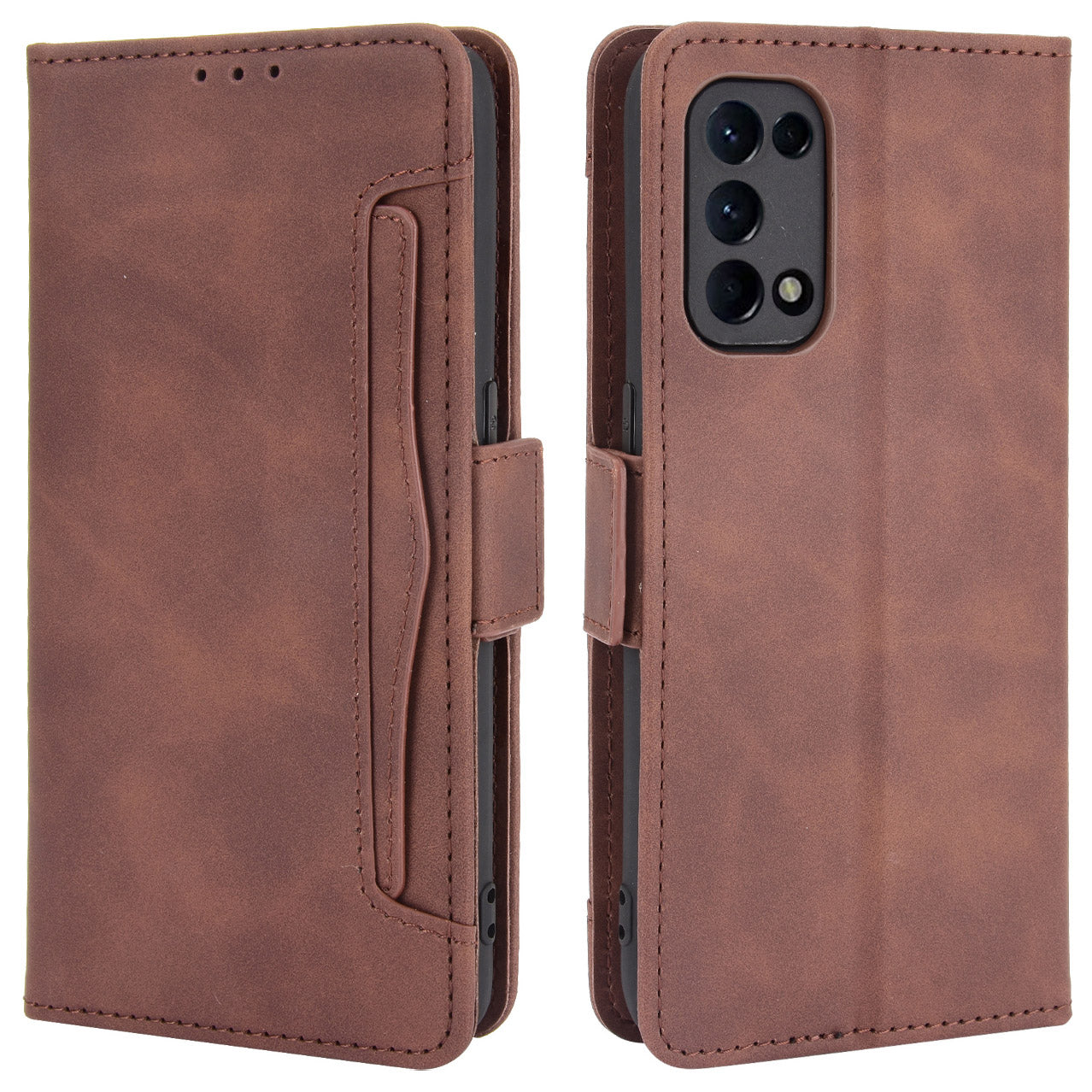 Leather Wallet Protective Case with Multiple Card Slots for Oppo Reno5 4G / Reno5 K / Reno5 5G / Find X3 Lite Stand Function Phone Cover