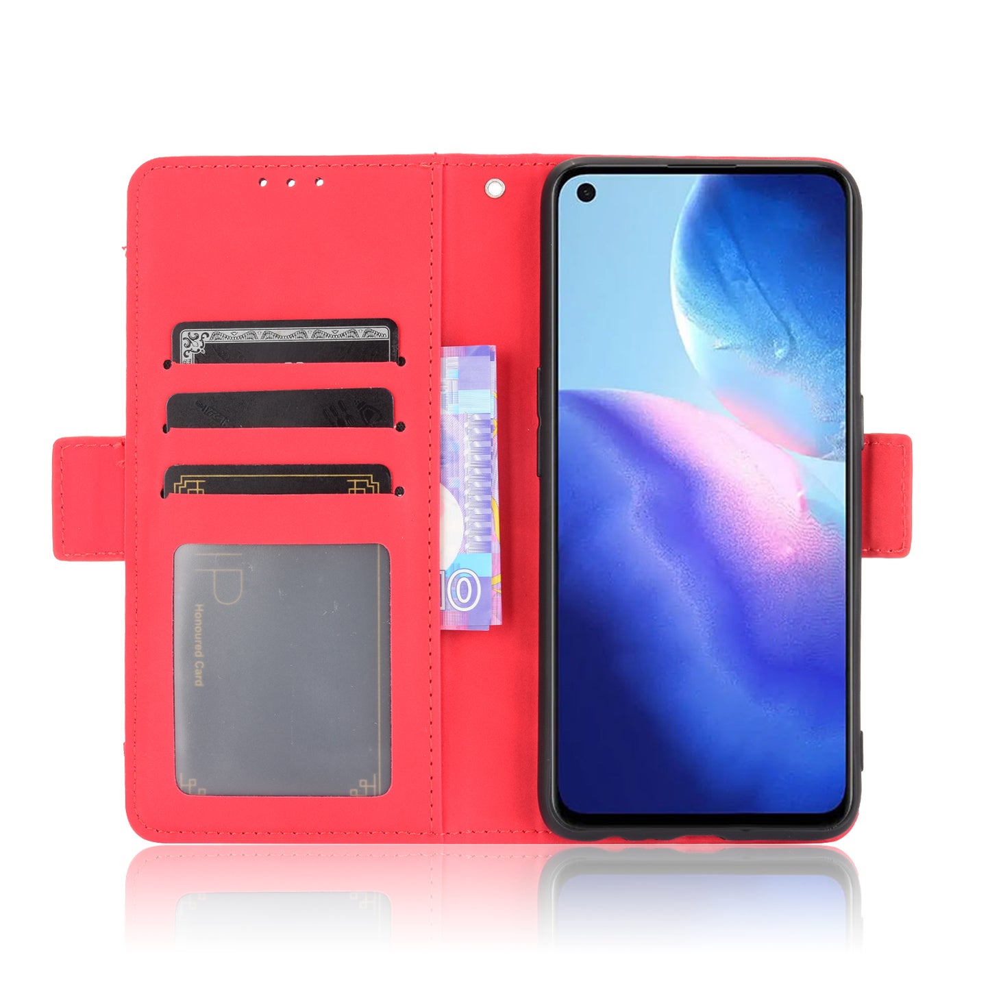 Leather Wallet Protective Case with Multiple Card Slots for Oppo Reno5 4G / Reno5 K / Reno5 5G / Find X3 Lite Stand Function Phone Cover