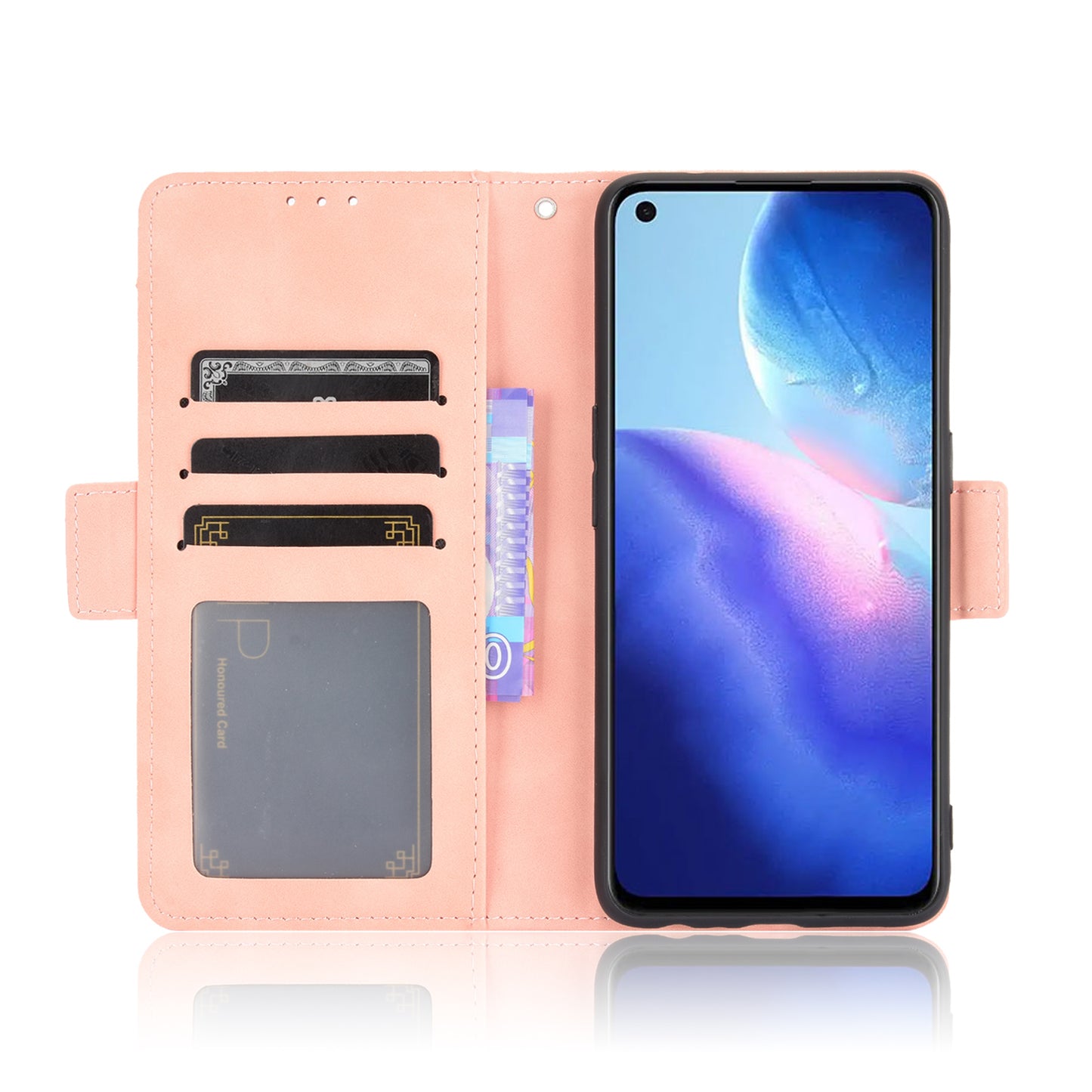 Leather Wallet Protective Case with Multiple Card Slots for Oppo Reno5 4G / Reno5 K / Reno5 5G / Find X3 Lite Stand Function Phone Cover