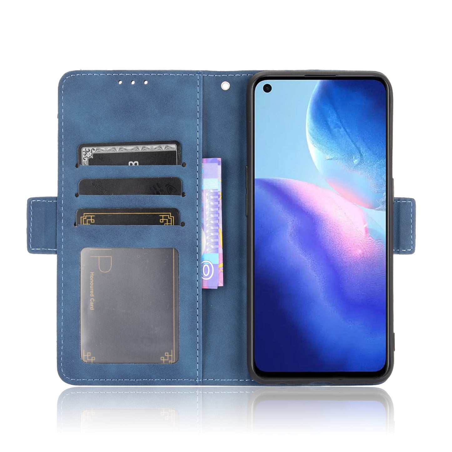 Leather Wallet Protective Case with Multiple Card Slots for Oppo Reno5 4G / Reno5 K / Reno5 5G / Find X3 Lite Stand Function Phone Cover