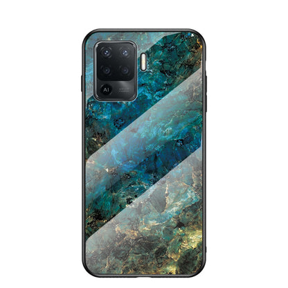 Marbling Pattern Design Well-Protected Anti-Scratch Tempered Glass Cell Phone Cover for Oppo A94/F19 Pro