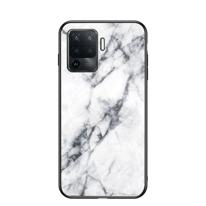 Marbling Pattern Design Well-Protected Anti-Scratch Tempered Glass Cell Phone Cover for Oppo A94/F19 Pro