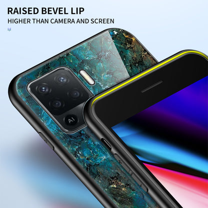 Marbling Pattern Design Well-Protected Anti-Scratch Tempered Glass Cell Phone Cover for Oppo A94/F19 Pro