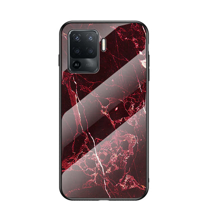 Marbling Pattern Design Well-Protected Anti-Scratch Tempered Glass Cell Phone Cover for Oppo A94/F19 Pro