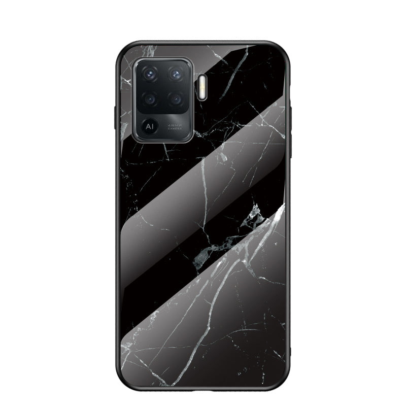 Marbling Pattern Design Well-Protected Anti-Scratch Tempered Glass Cell Phone Cover for Oppo A94/F19 Pro