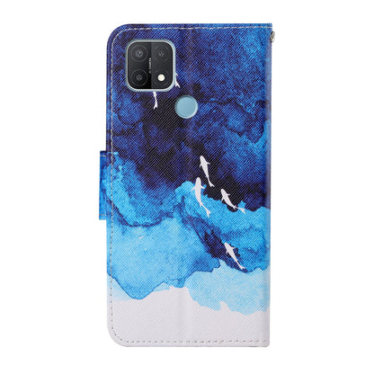 Full Protection Pattern Printing Cross Texture PU Leather Phone Cover Case with Stand for OPPO A15