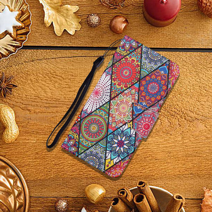 Full Protection Pattern Printing Cross Texture PU Leather Phone Cover Case with Stand for OPPO A15