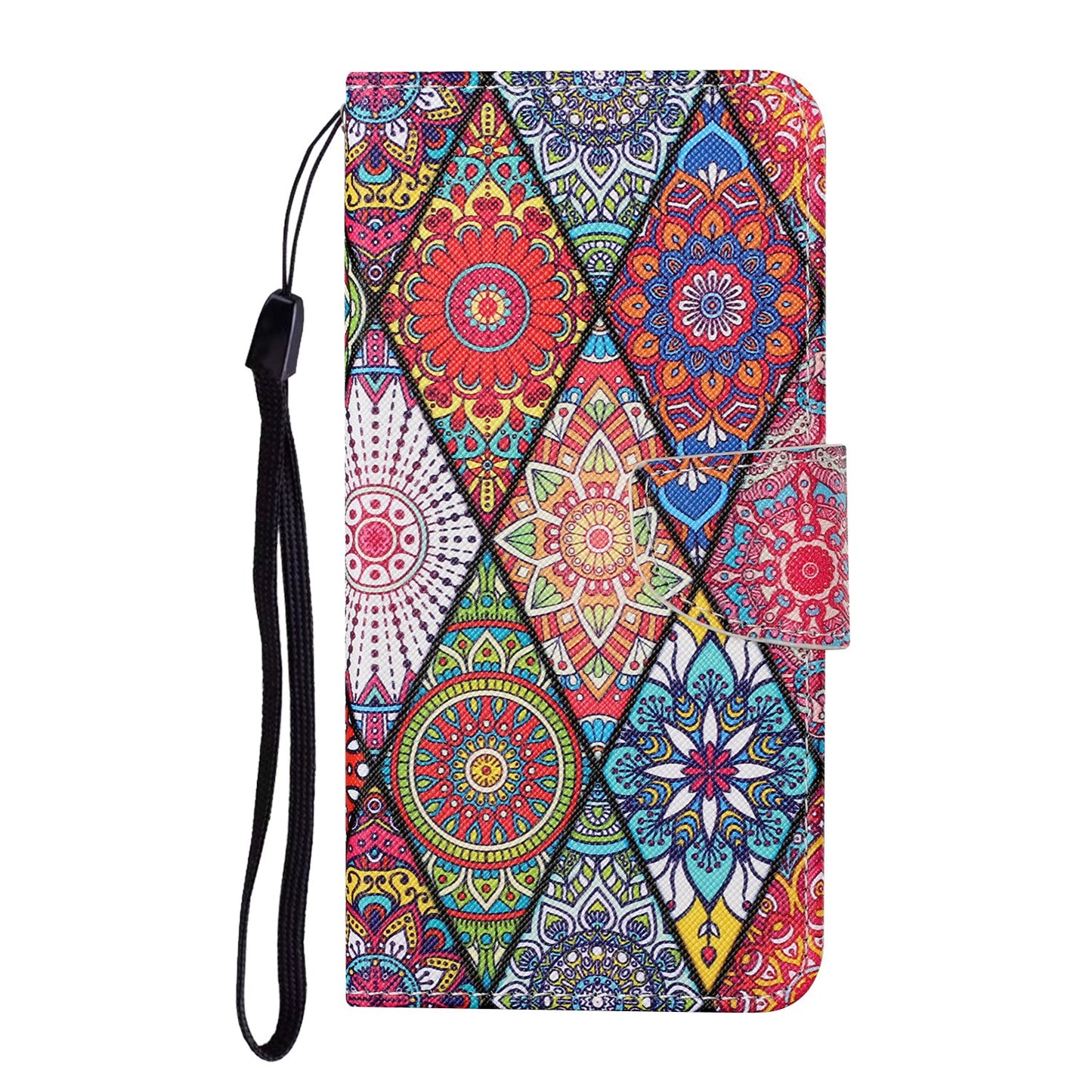 Full Protection Pattern Printing Cross Texture PU Leather Phone Cover Case with Stand for OPPO A15