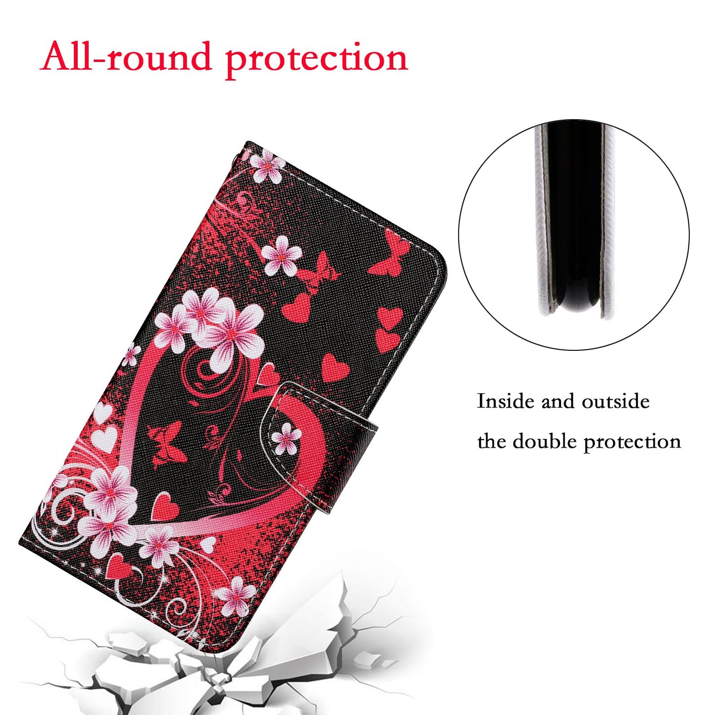 Full Protection Pattern Printing Cross Texture PU Leather Phone Cover Case with Stand for OPPO A15