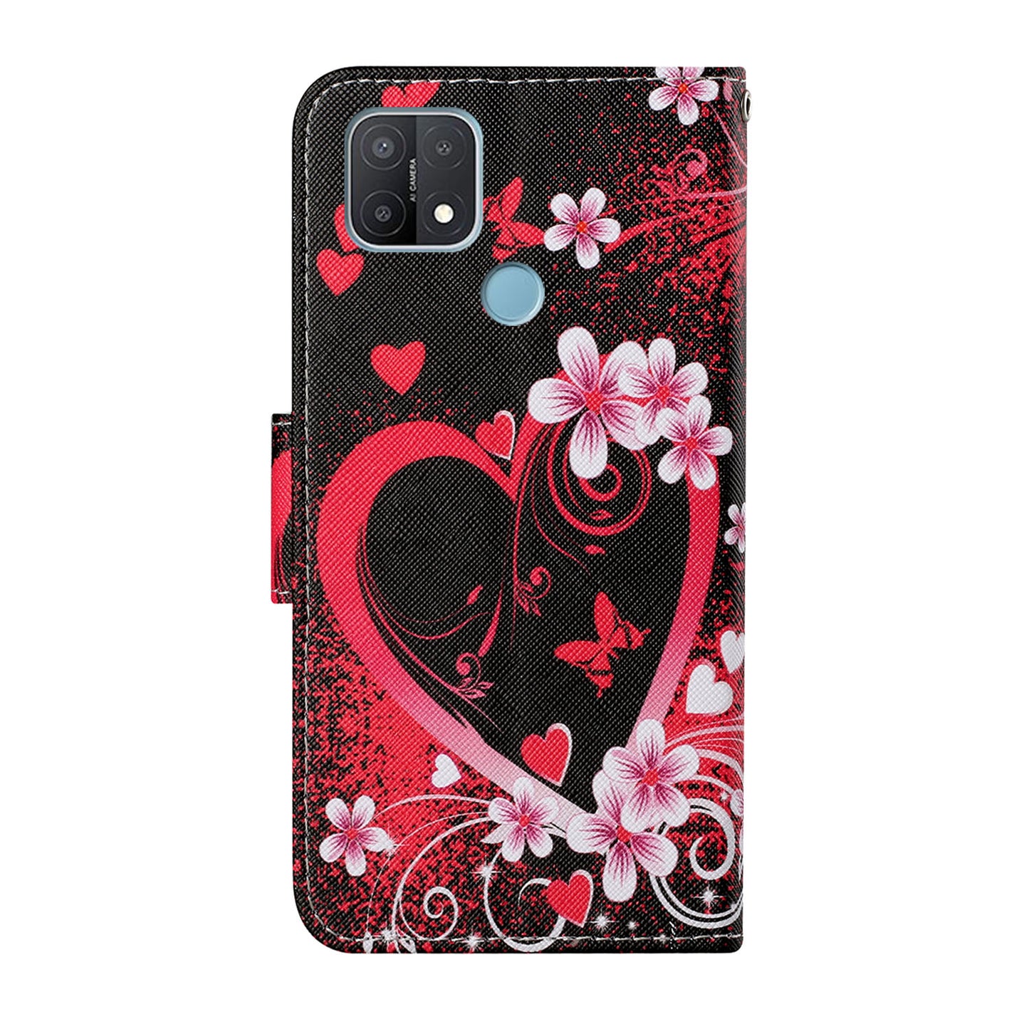 Full Protection Pattern Printing Cross Texture PU Leather Phone Cover Case with Stand for OPPO A15