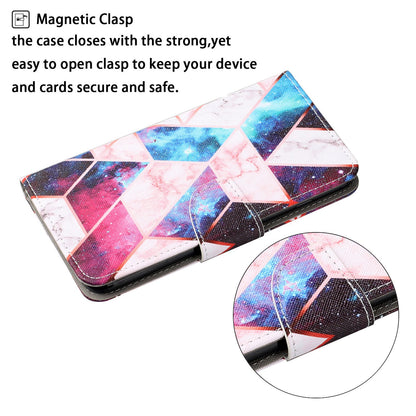 Full Protection Pattern Printing Cross Texture PU Leather Phone Cover Case with Stand for OPPO A15