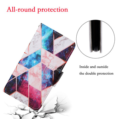 Full Protection Pattern Printing Cross Texture PU Leather Phone Cover Case with Stand for OPPO A15