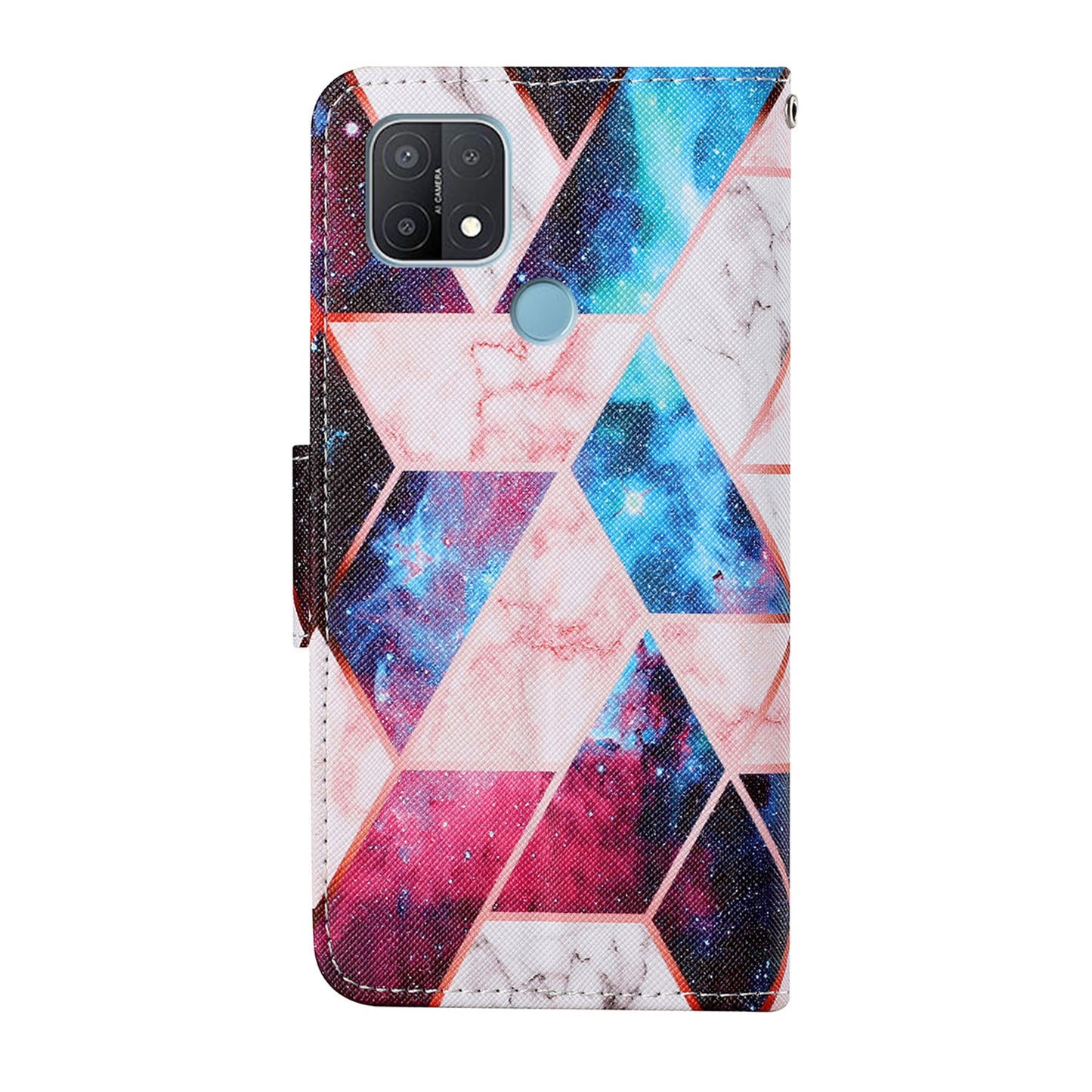 Full Protection Pattern Printing Cross Texture PU Leather Phone Cover Case with Stand for OPPO A15