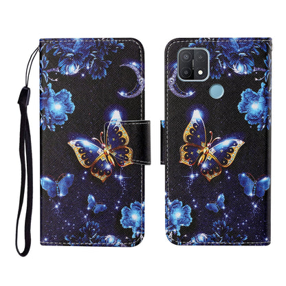 Full Protection Pattern Printing Cross Texture PU Leather Phone Cover Case with Stand for OPPO A15